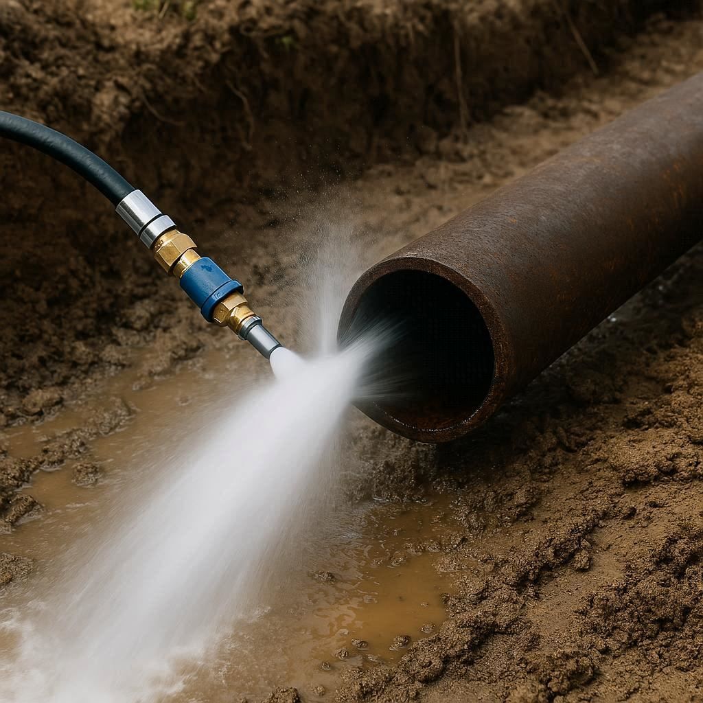 Гидродинамическая прочистка водопроводных труб в Рощине
